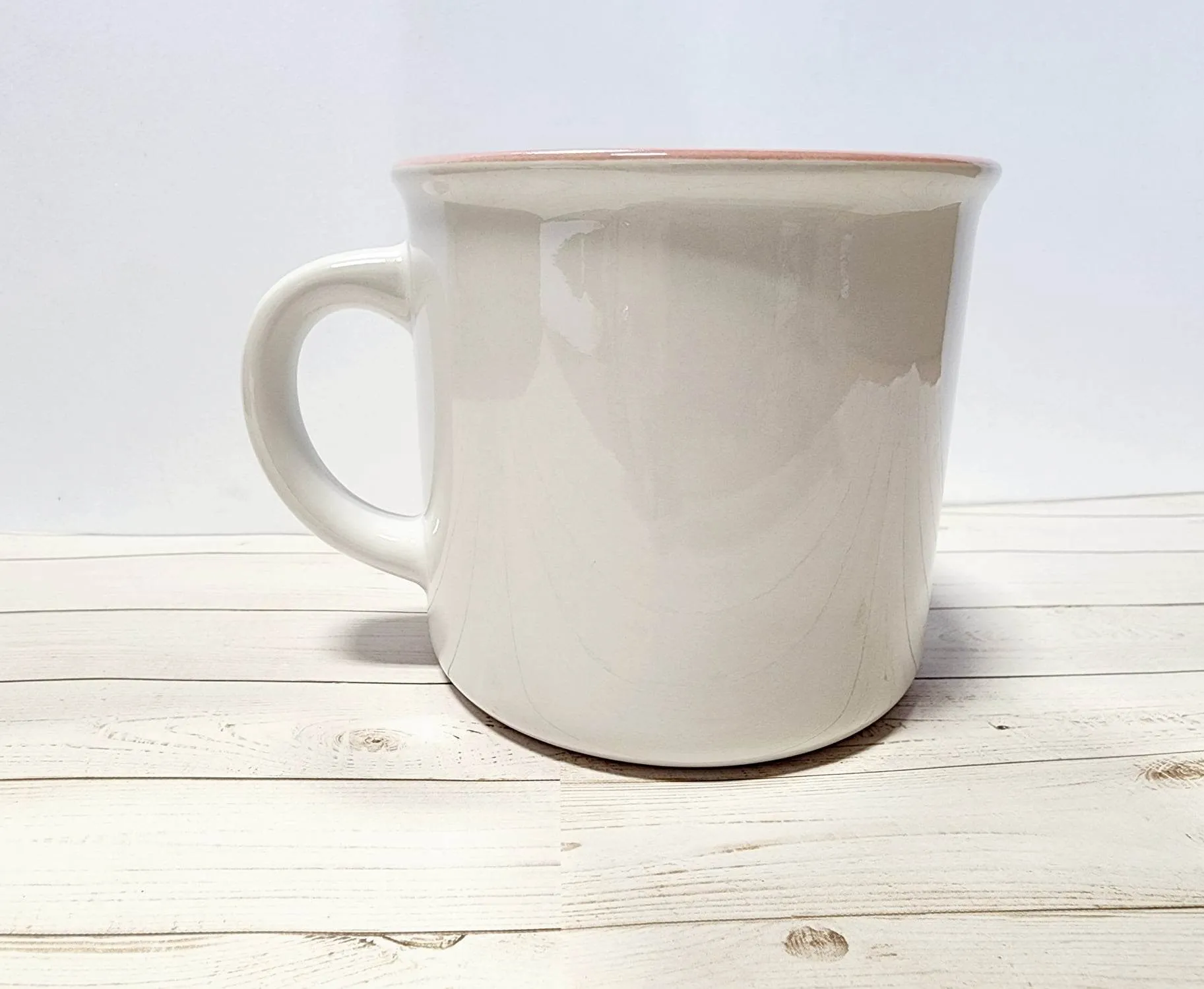 10oz Ceramic Enamel Pink Rim Mug