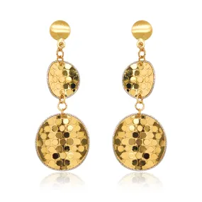 14K Gold Double Circle Diamond Cut Earrings