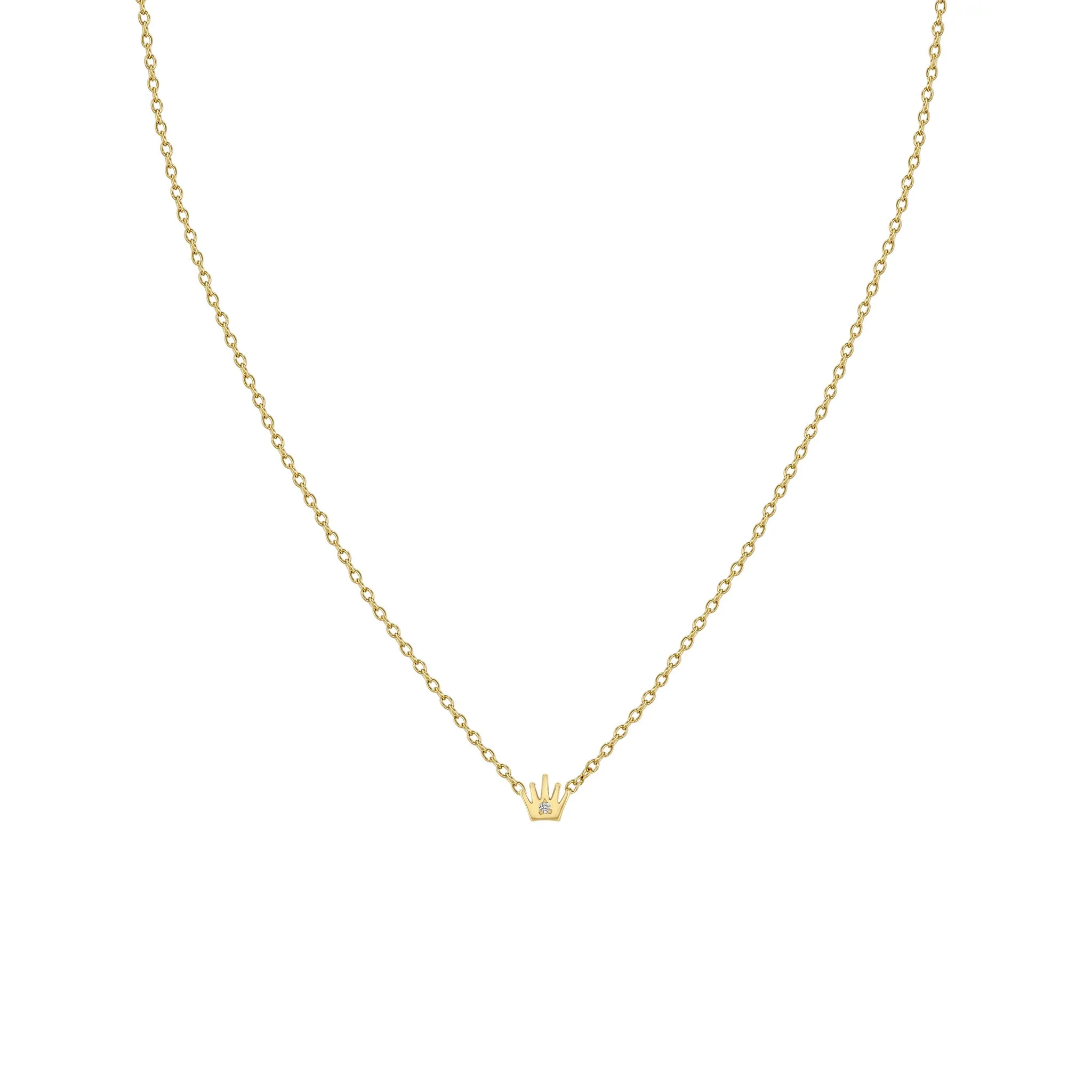 14k Itty Bitty Diamond Crown Necklace