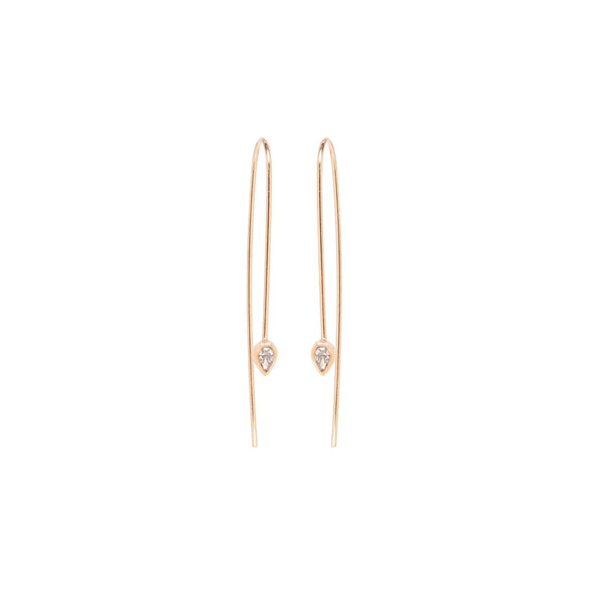 14k pear diamond wire earrings