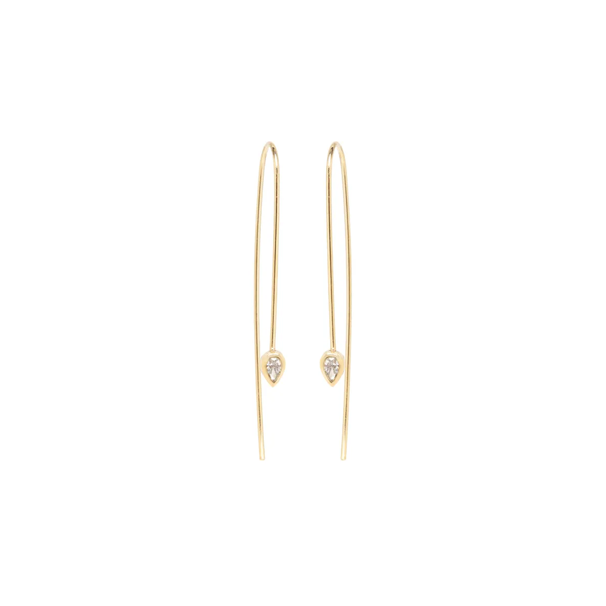 14k pear diamond wire earrings