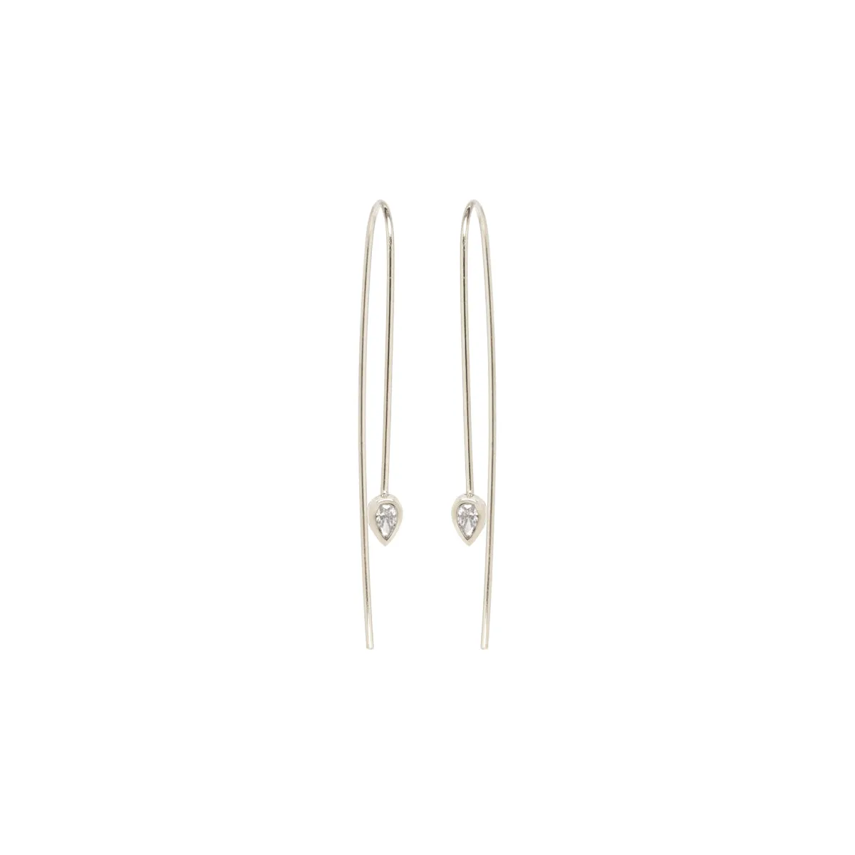 14k pear diamond wire earrings