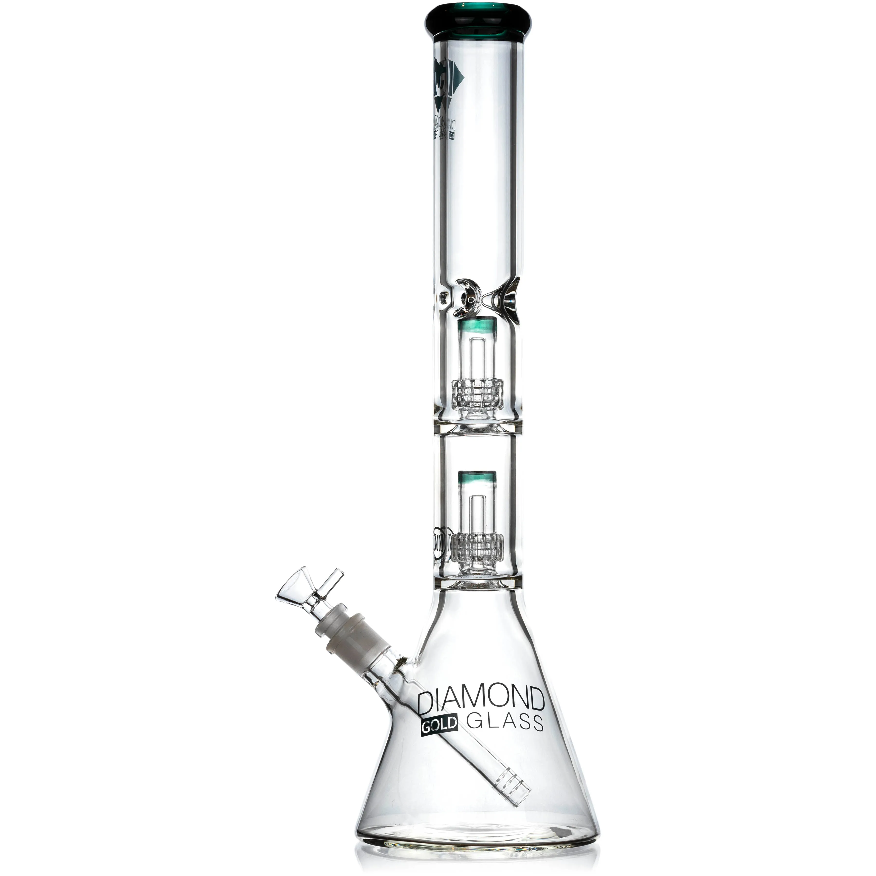 18 Heavy 7mm Double Showerhead Bong, by Diamond Glass