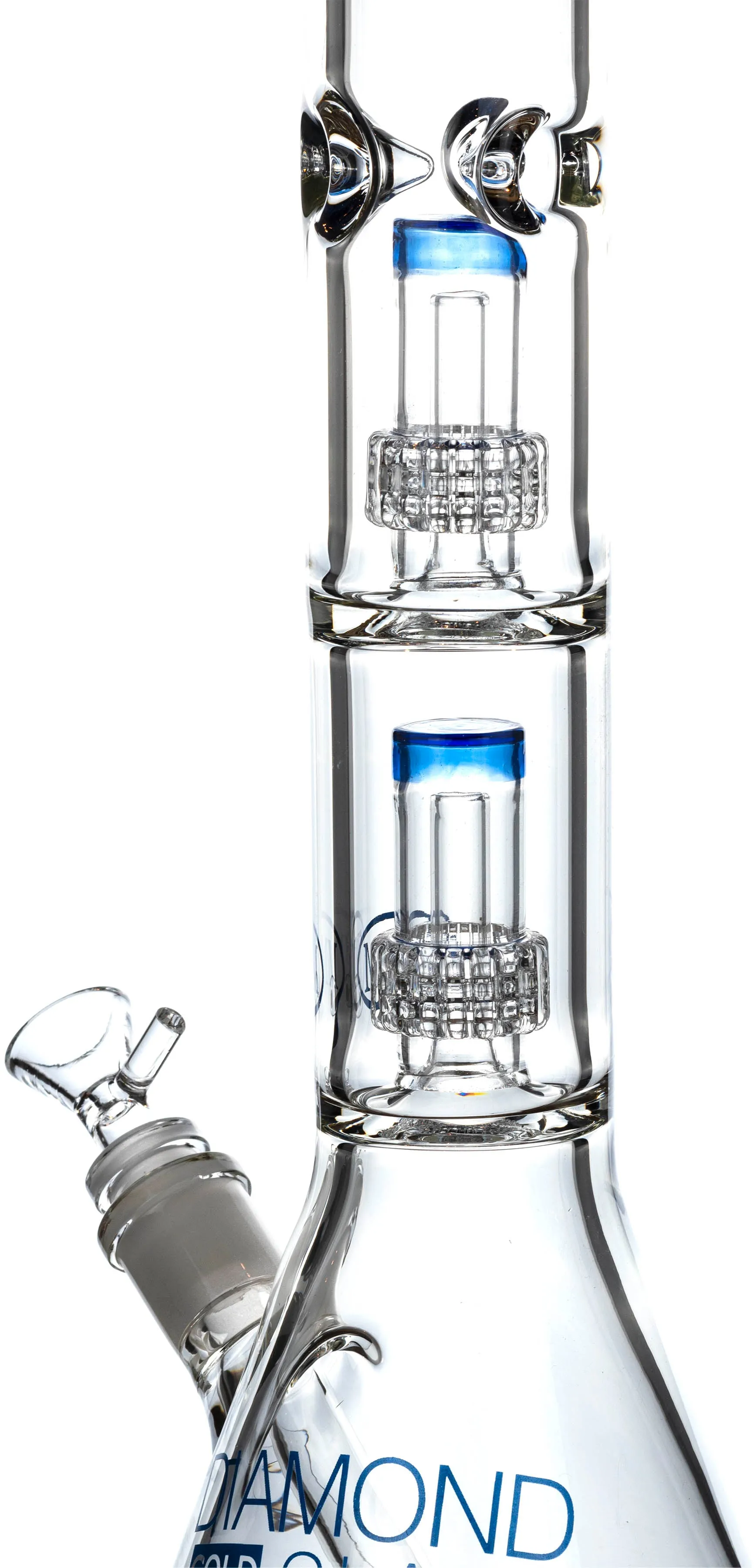 18 Heavy 7mm Double Showerhead Bong, by Diamond Glass