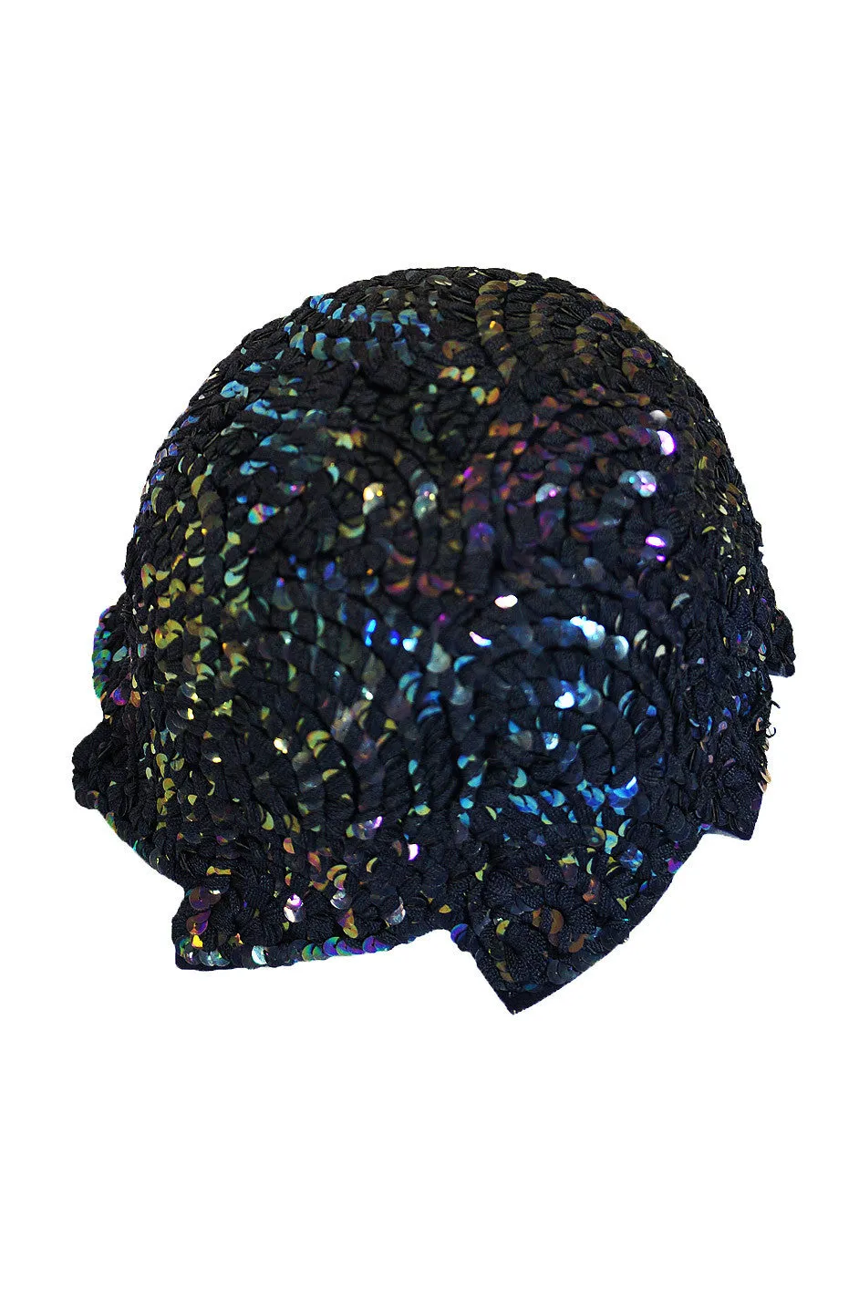 1920s Sequin Deco Felt Flapper Cap