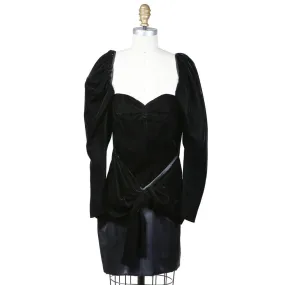 1980s Haute Couture Velvet and Silk Dress