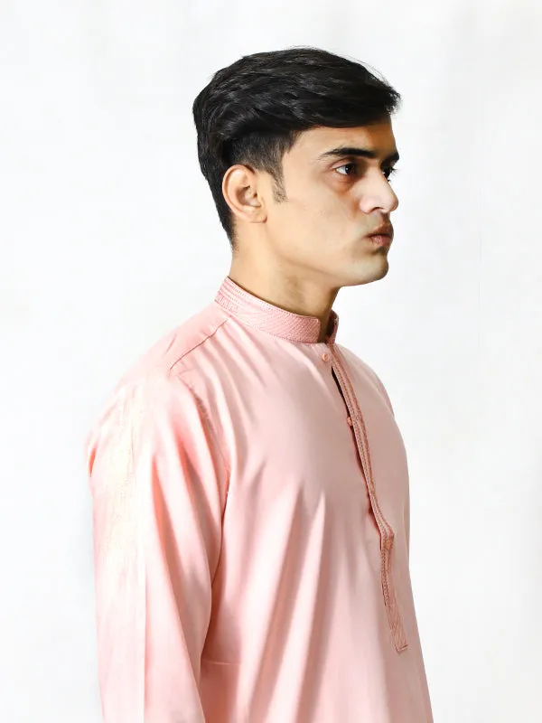 362-C Men's Stitched Kameez Shalwar Light  Peach