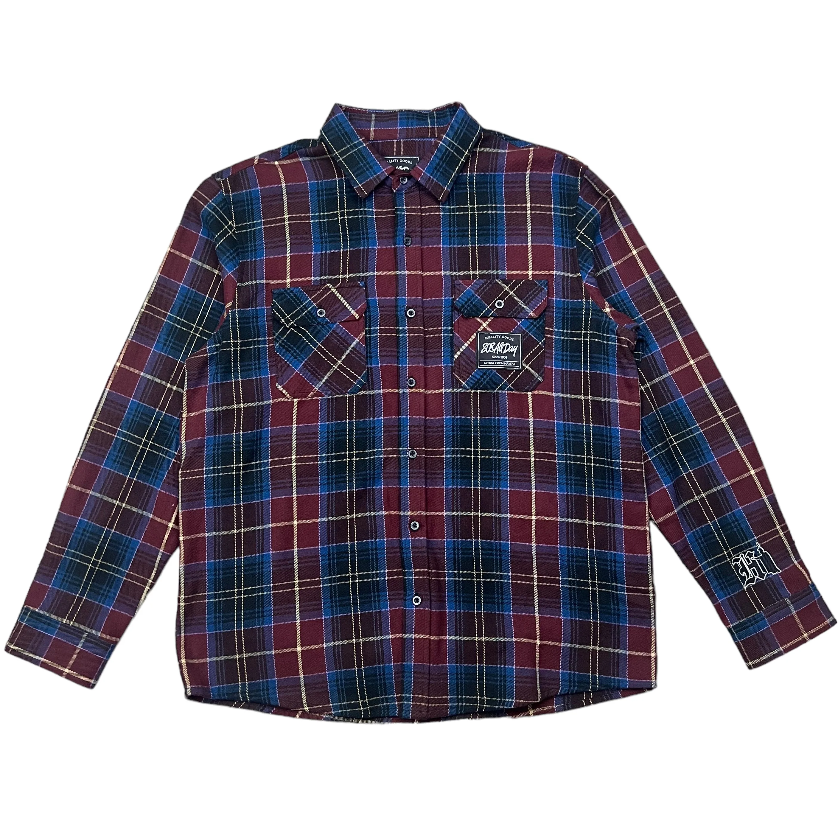 808ALLDAY  Burgandy/Blue Flannel