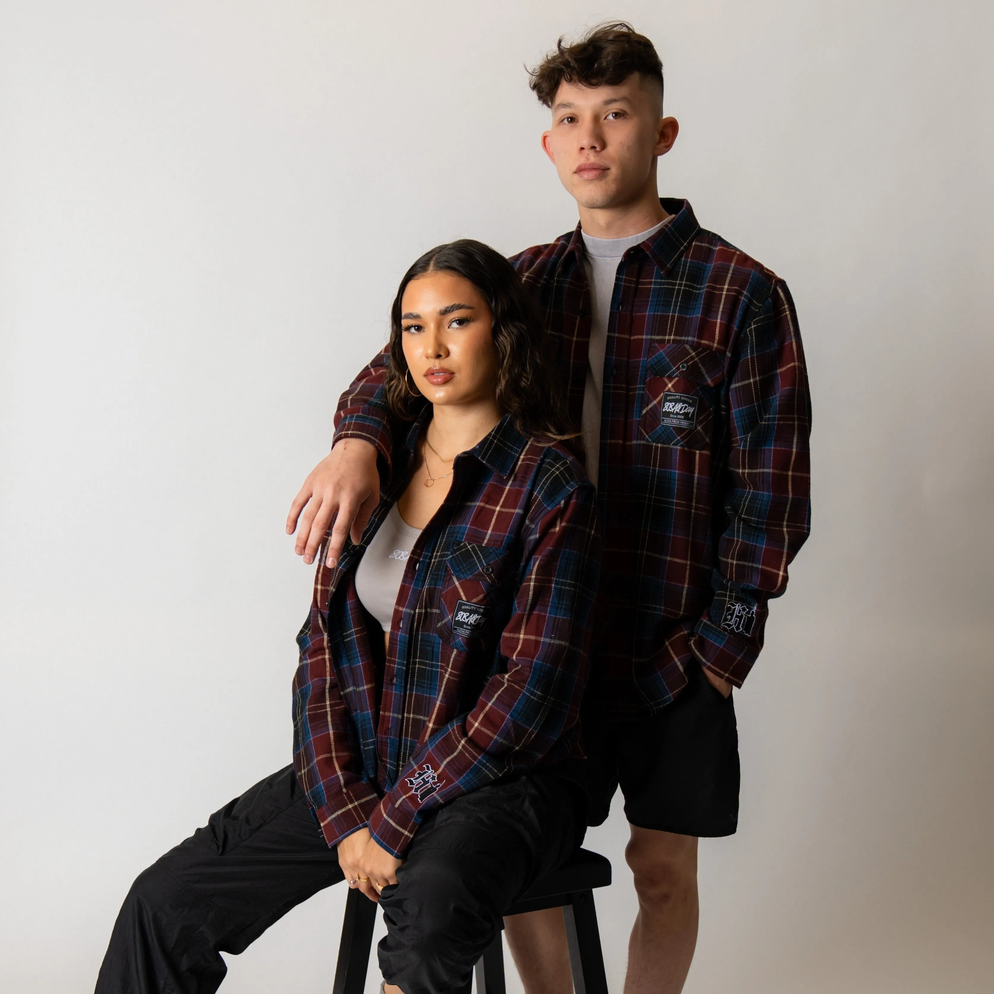 808ALLDAY  Burgandy/Blue Flannel