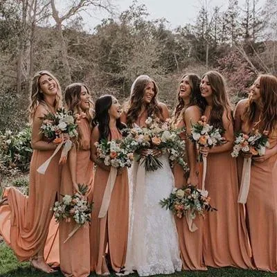 A-line Dusty Orange Chiffon Bridesmaid Dresses,Cheap Bridesmaid Dresses,WGY0379