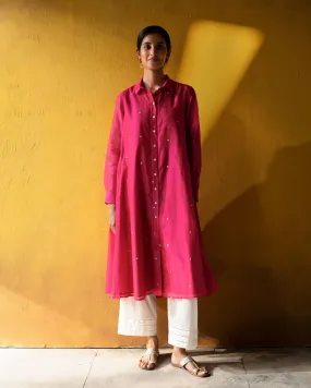 A-Line Kurta - Pink & Silver