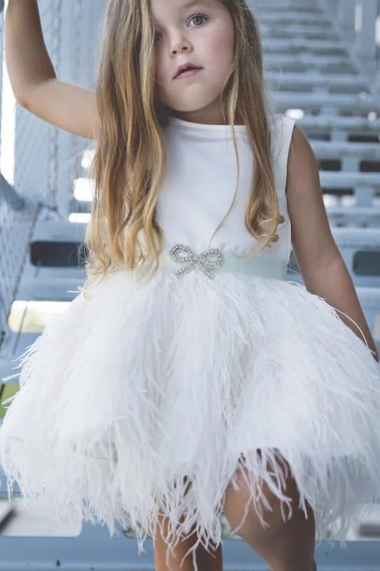 A-line White Satin Flower Girl Dresses,Cheap Flower Girl Dresses ,FGY0245