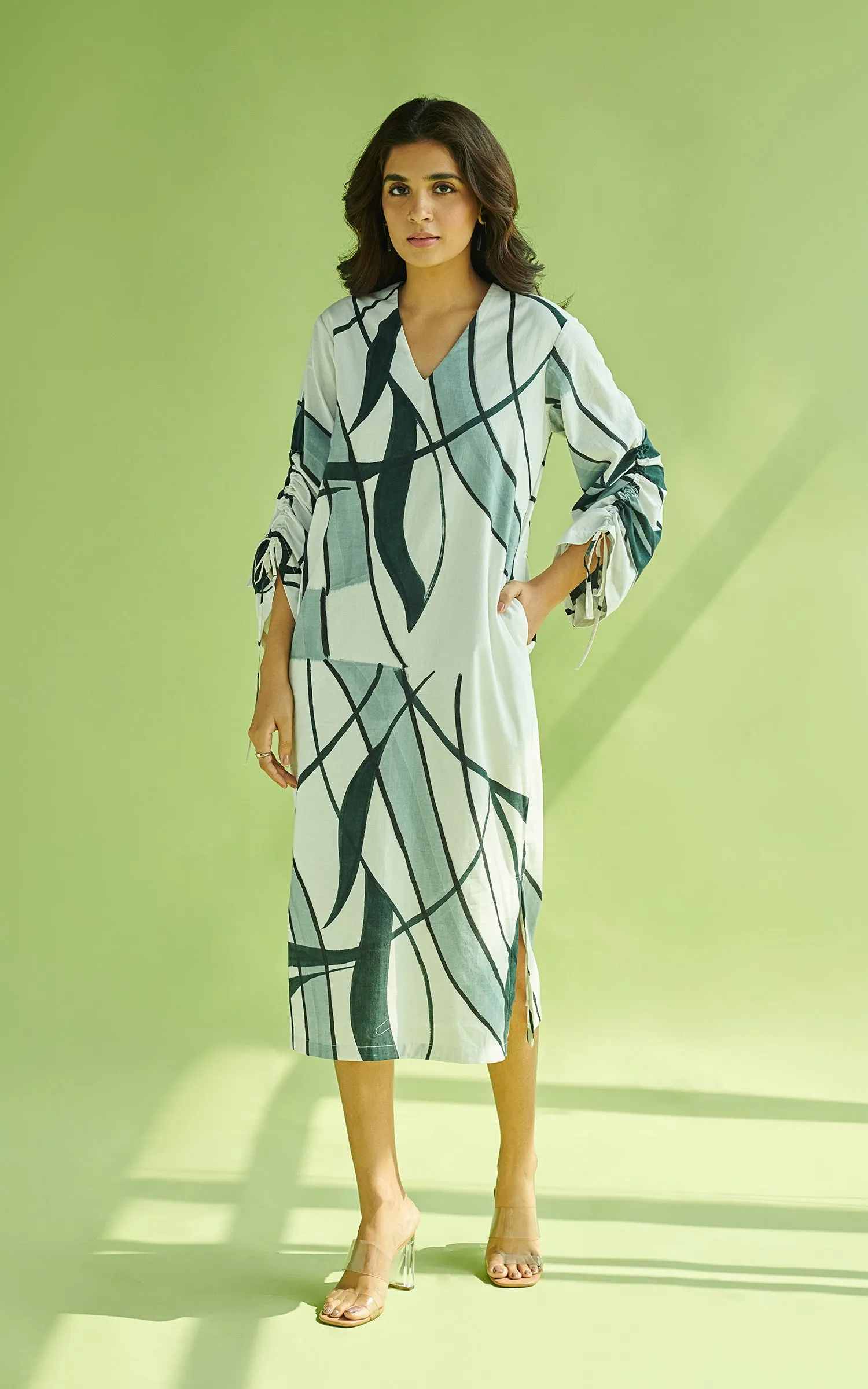 Abstract Printed Midi Dress