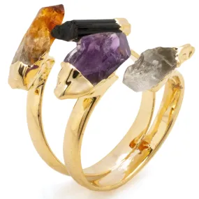 Adjustable Multi-Gemstone Ring