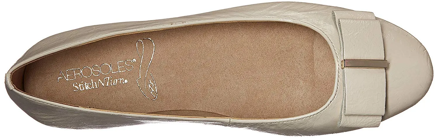 Aerosoles Bone Patent Playful Bow Comfortable Every Day Slip On Ballet Flats