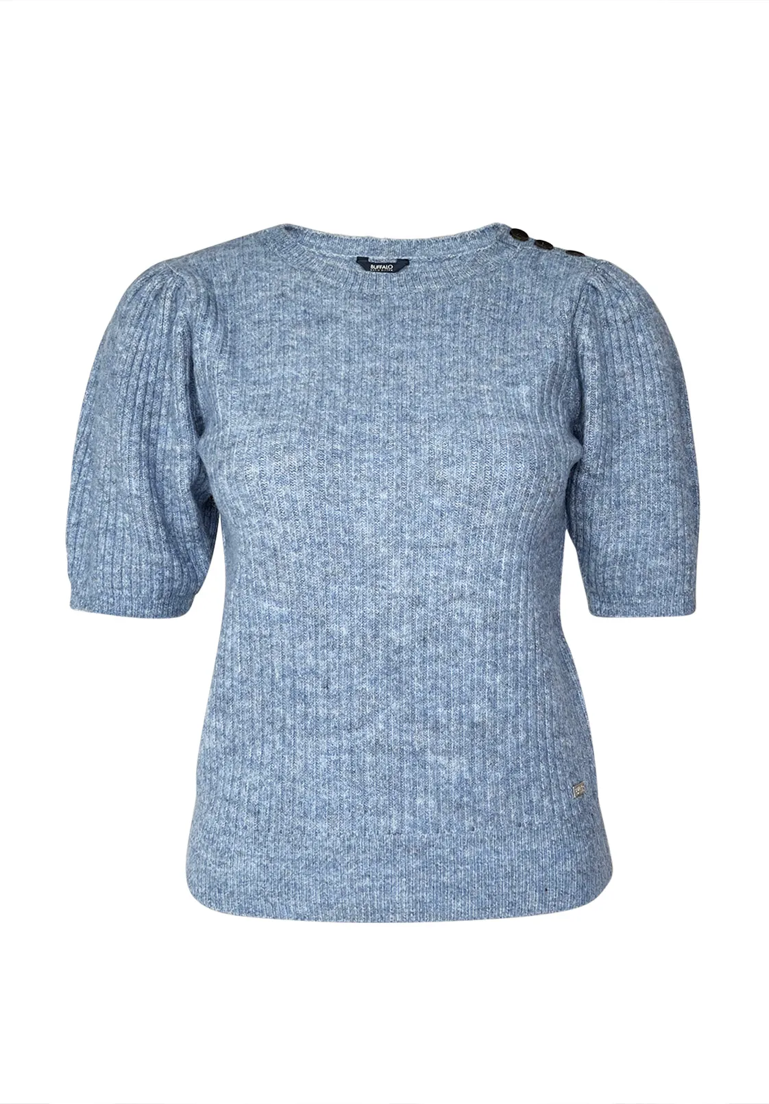 Agata Women's Short Sleeve Sweater in Heather Blue - SW0039F