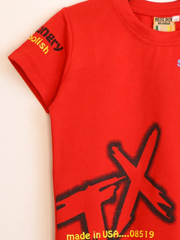 AJ Boys T-Shirt 2.5Yrs - 8 Yrs TX Red