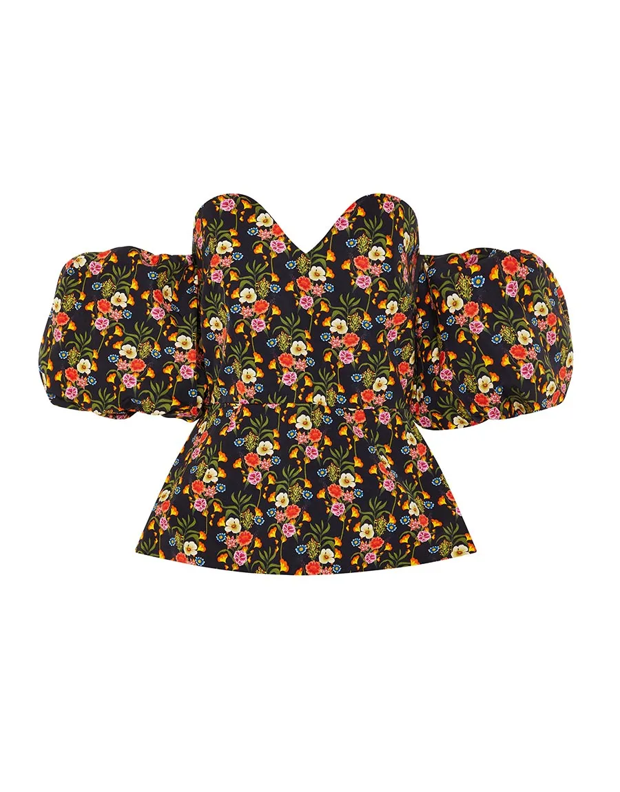 Alma Twill Top - Vila Floral Black