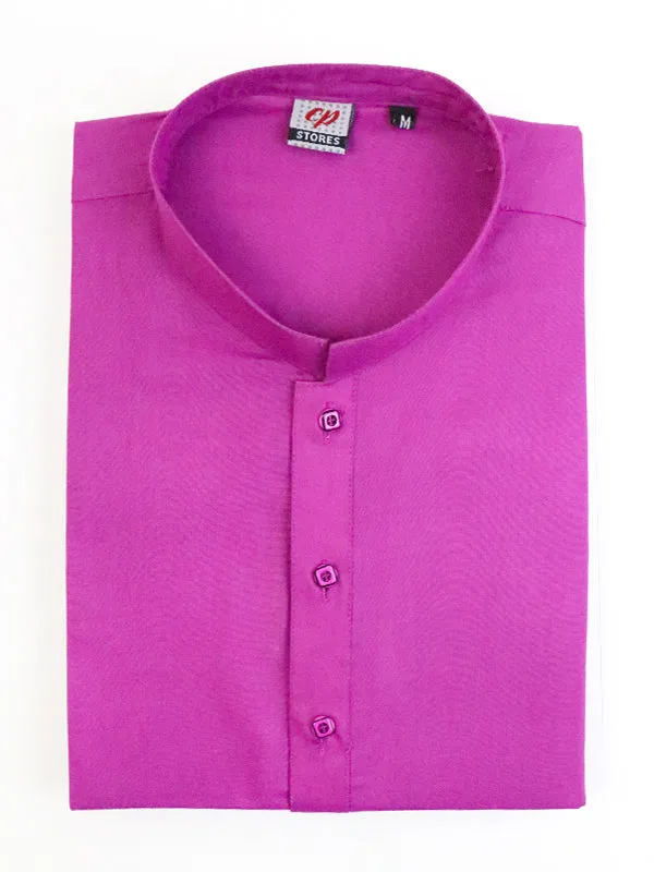 AM Men's Festive Plain Kurta Bright Pink