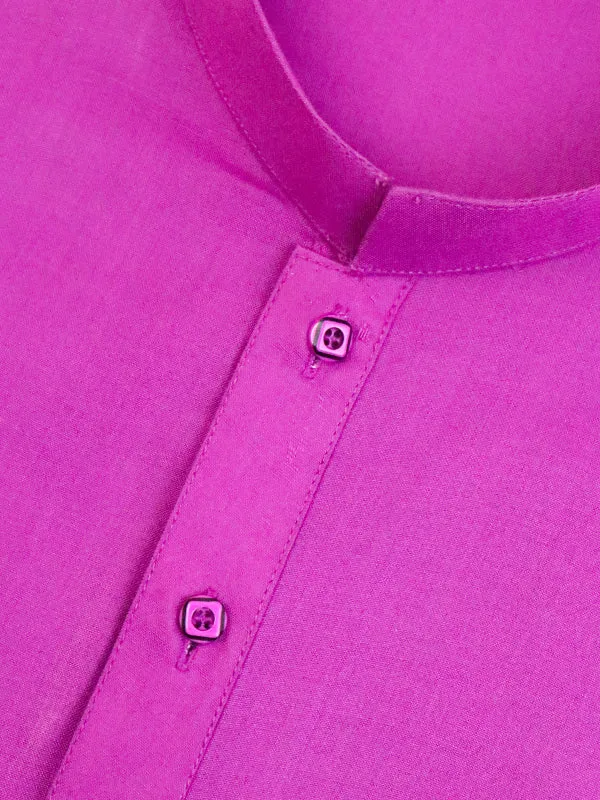 AM Men's Festive Plain Kurta Bright Pink