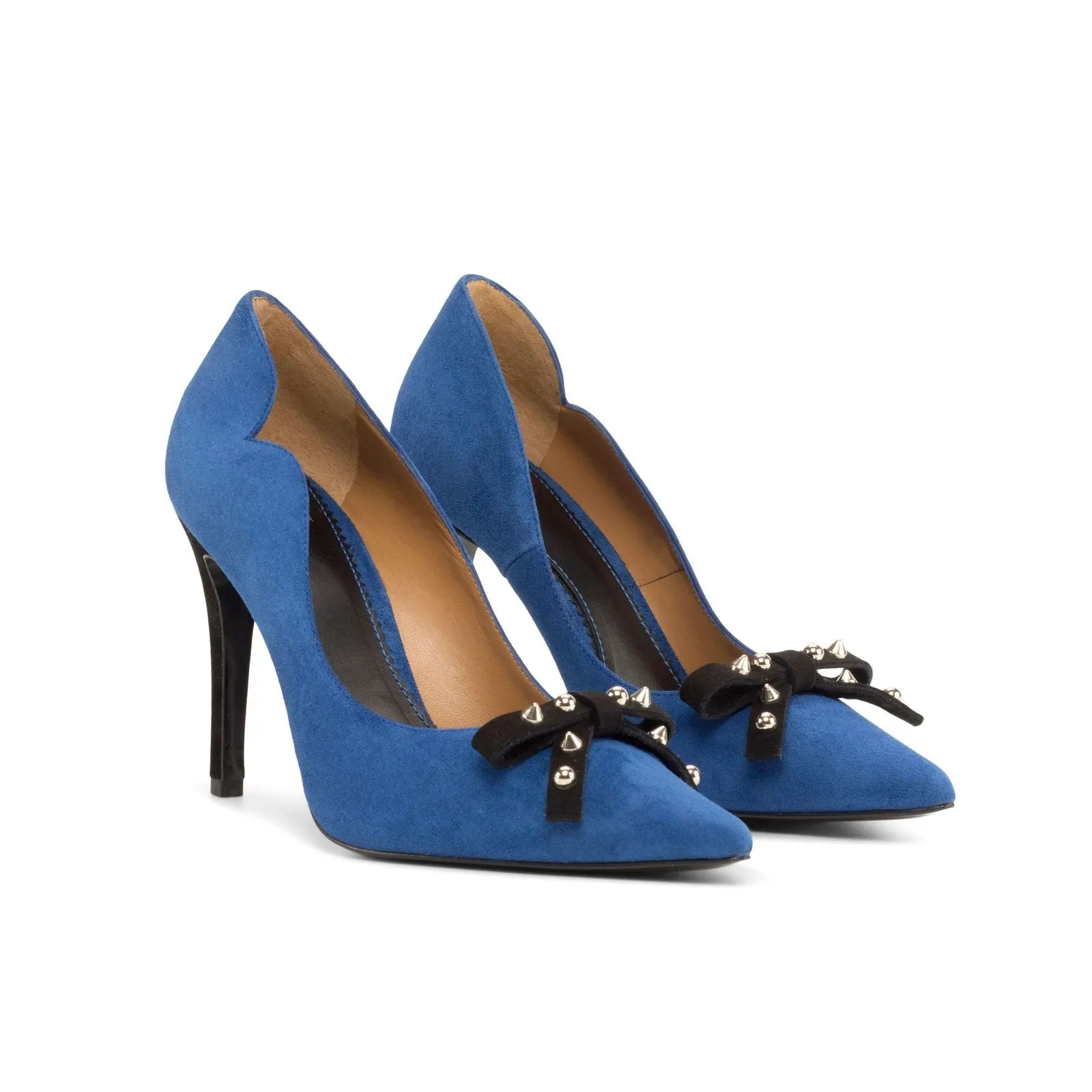 Ambrogio Bespoke Custom Women's Shoes Deep Blue Italian Suede Leather Genoa Pumps (AMBW1115)