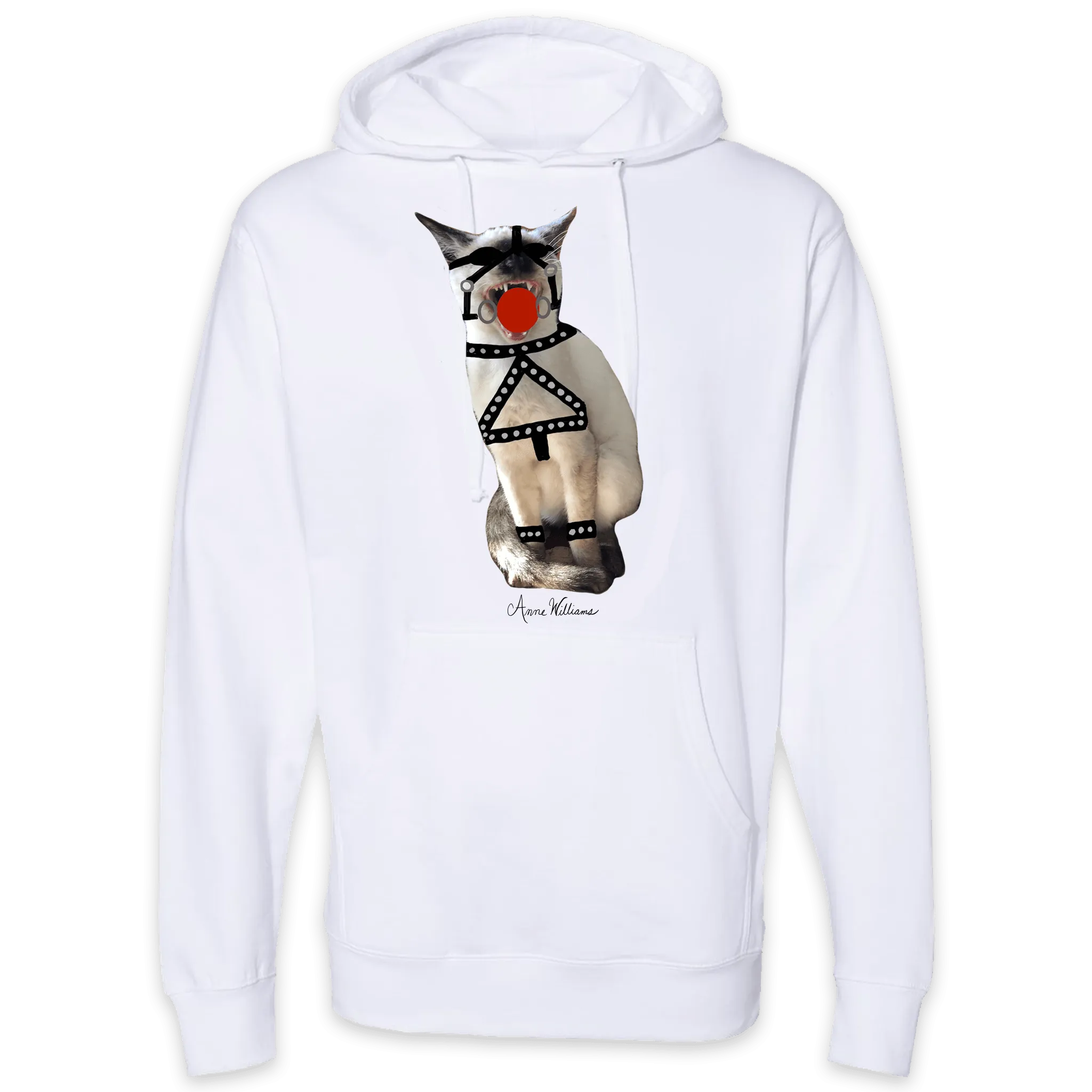 Anne Williams Art Red Ball Cat Pullover Hooded Sweatshirt