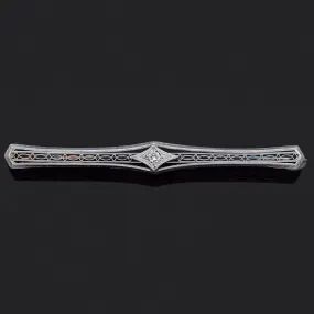 Antique 14K Yellow Gold & Platinum Diamond Bar Brooch Pin