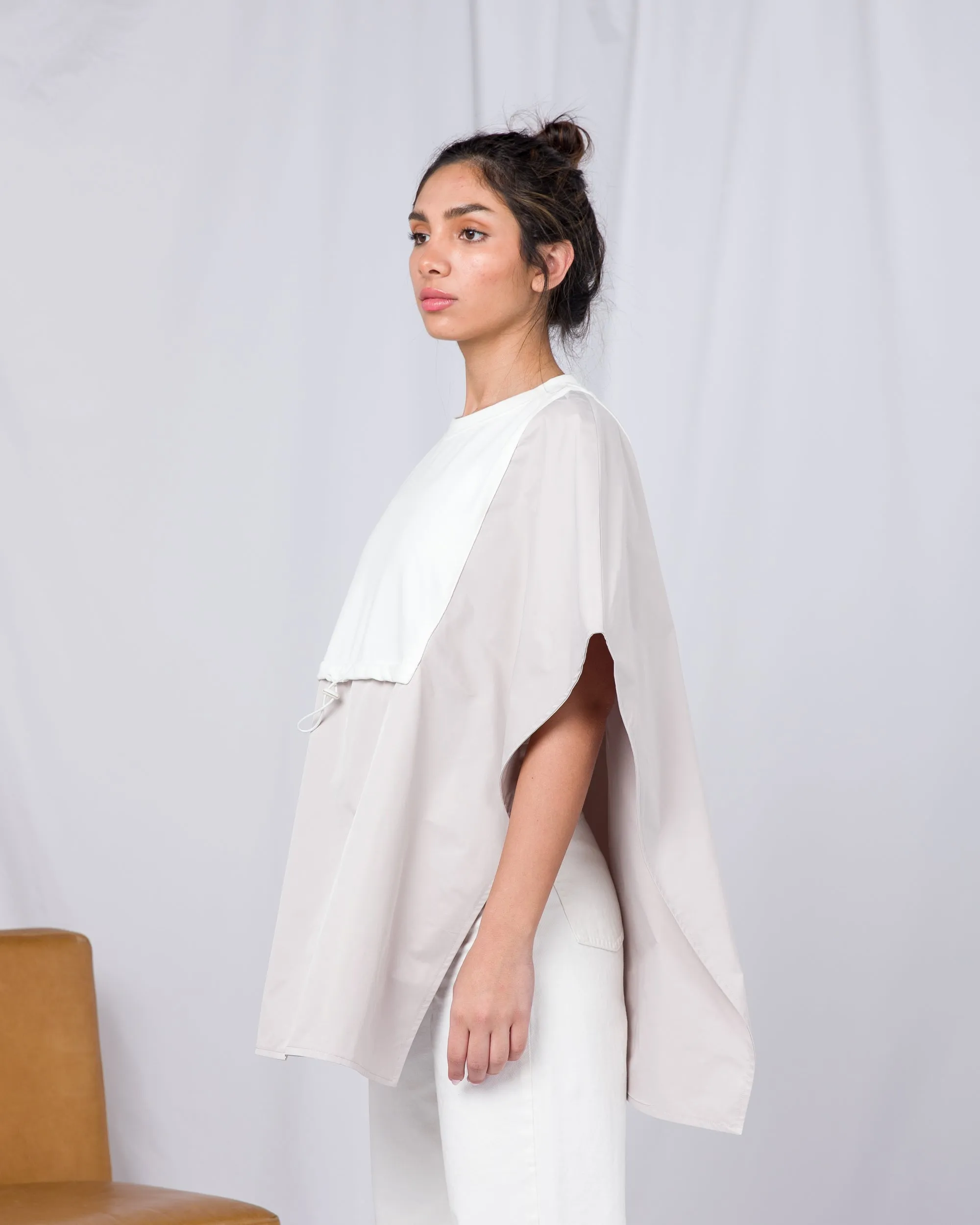 Arkatha solid drawstring front cape coat 2699 - بلوزة