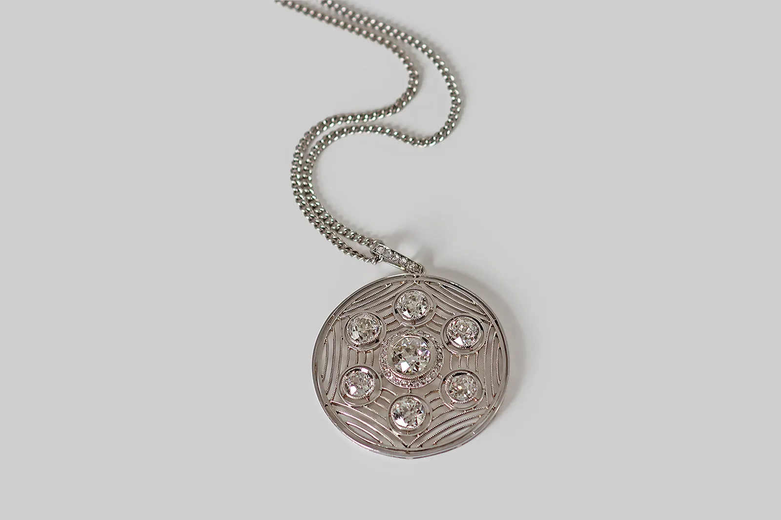 Art Deco 4.16 CTW Diamond Spiderweb Pendant