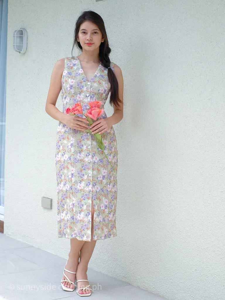 Arya Midi Dress - floral garden