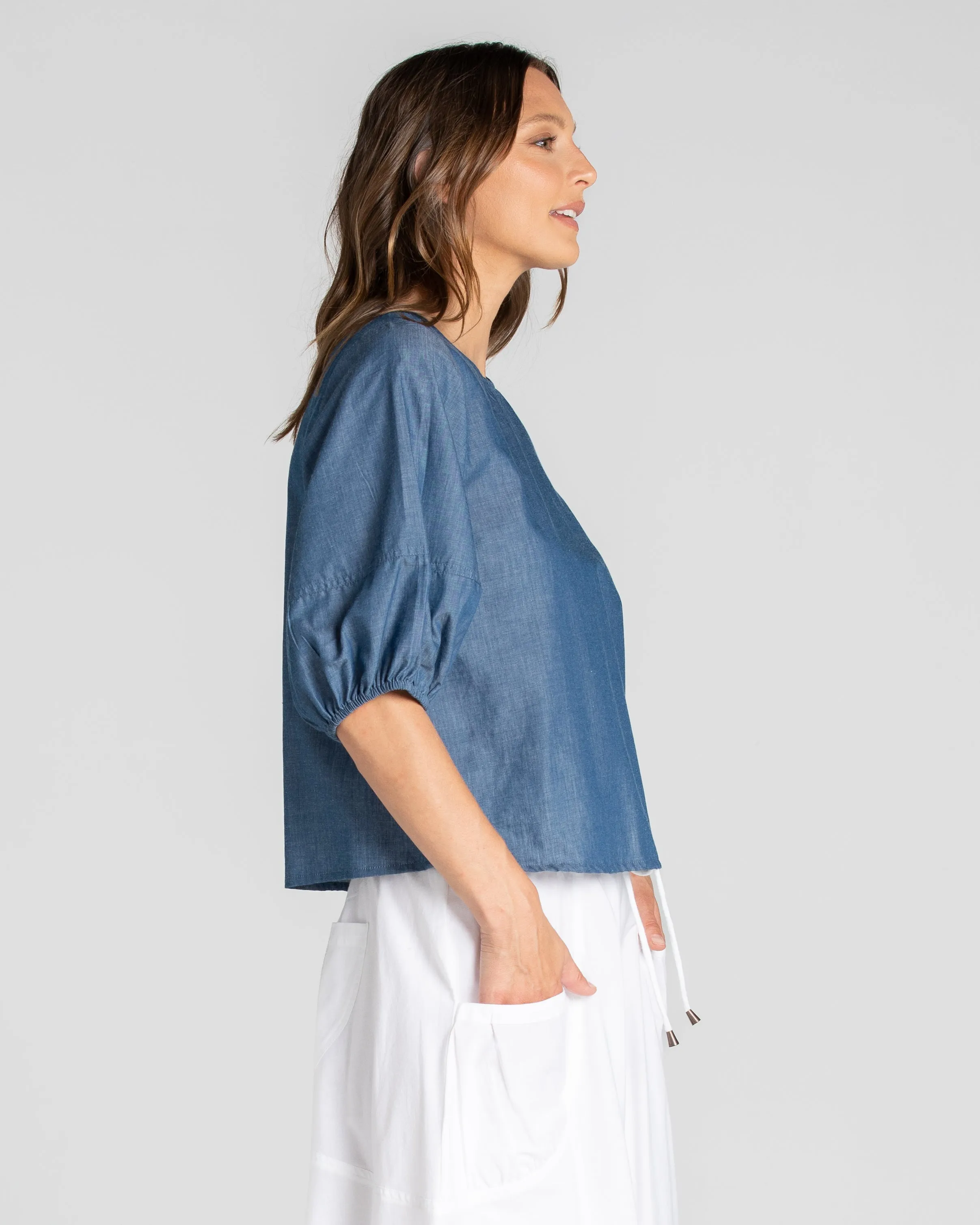 Ava Top - Blue Chambray