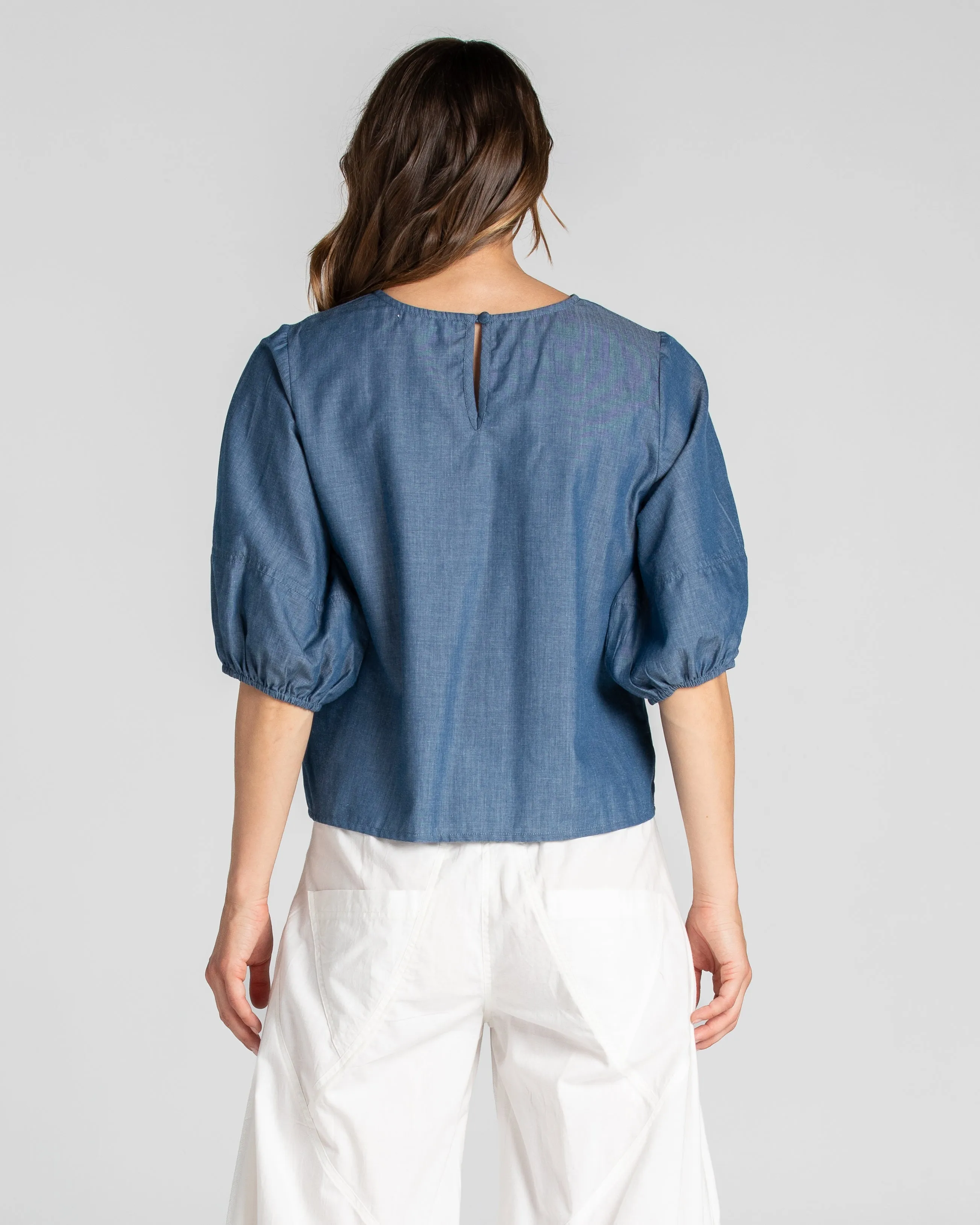 Ava Top - Blue Chambray