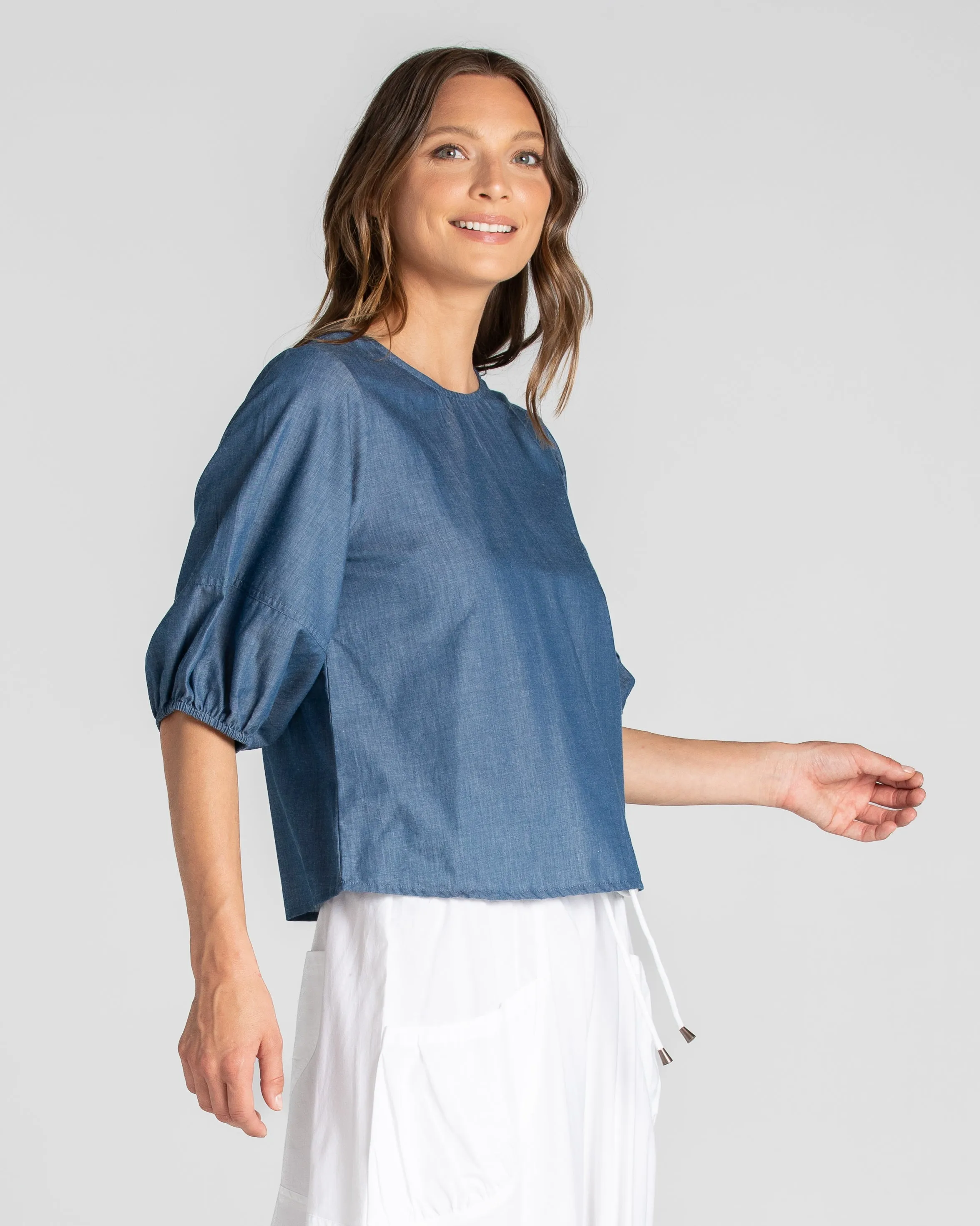 Ava Top - Blue Chambray