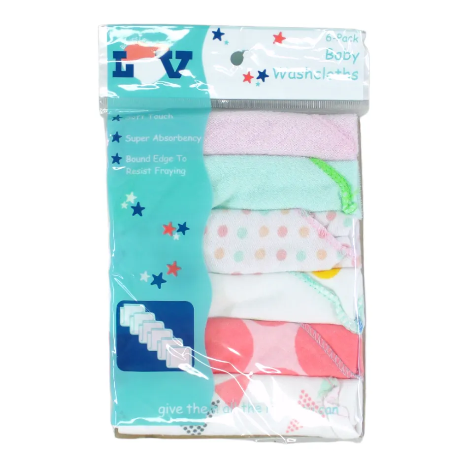 Babies Love 6 pk Super Soft Cotton Washcloths - Polka Dots