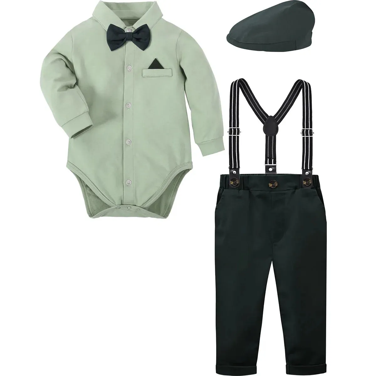 Baby Boy Blue Green Birthday Party Gentleman Outfit