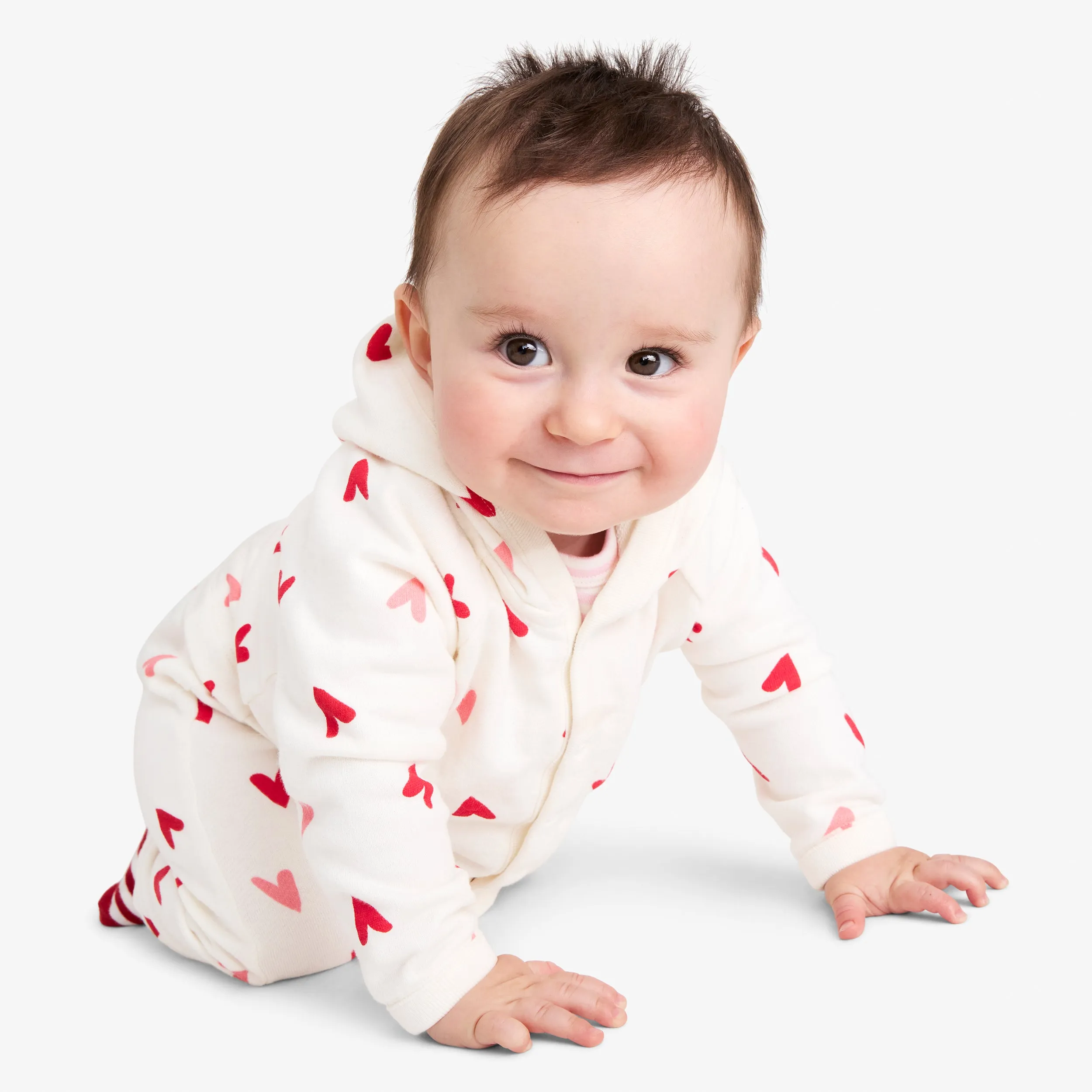 Baby snap jacket & pant set in mini hearts