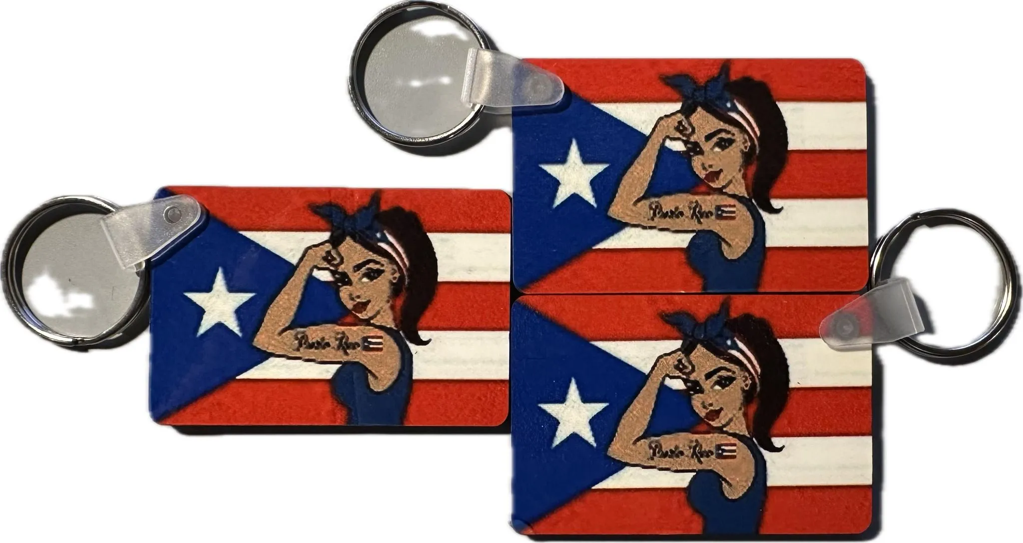 Badass Boricua Girl Puerto Rico Keychain