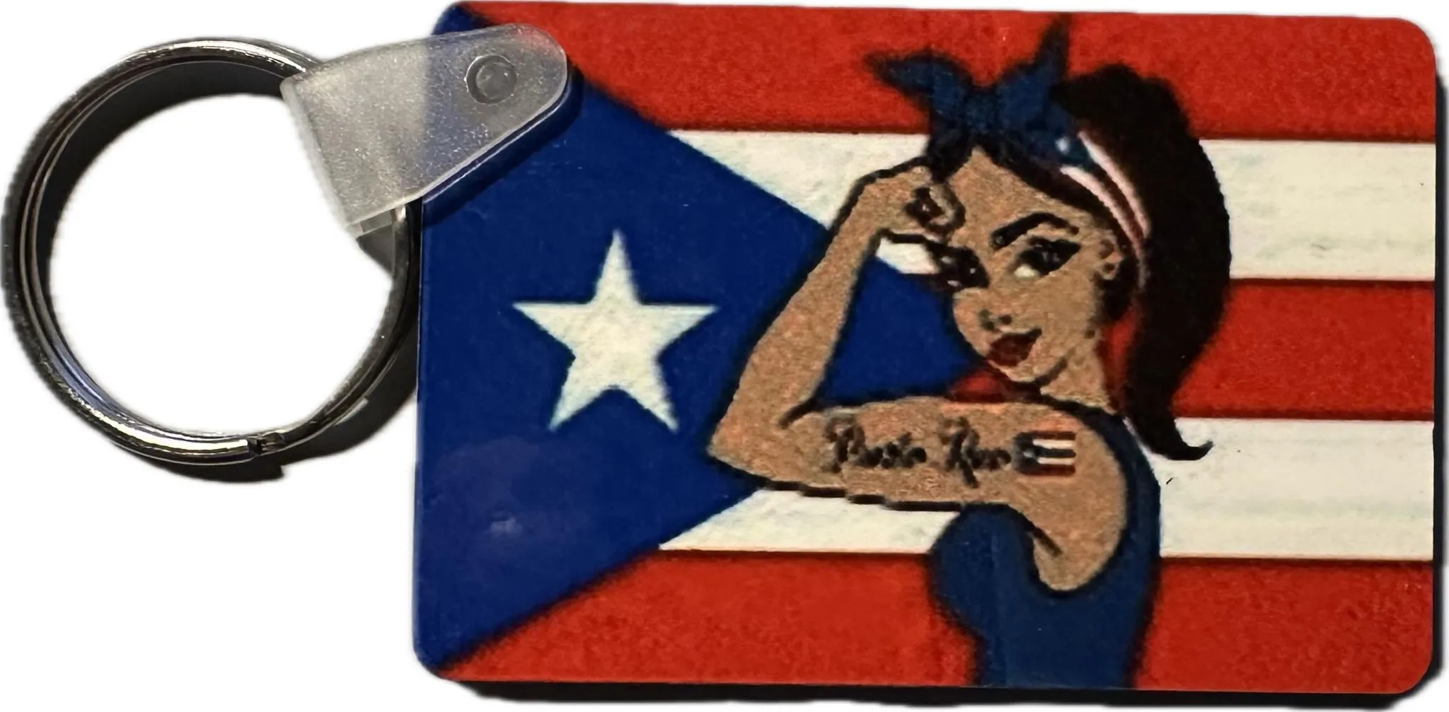 Badass Boricua Girl Puerto Rico Keychain