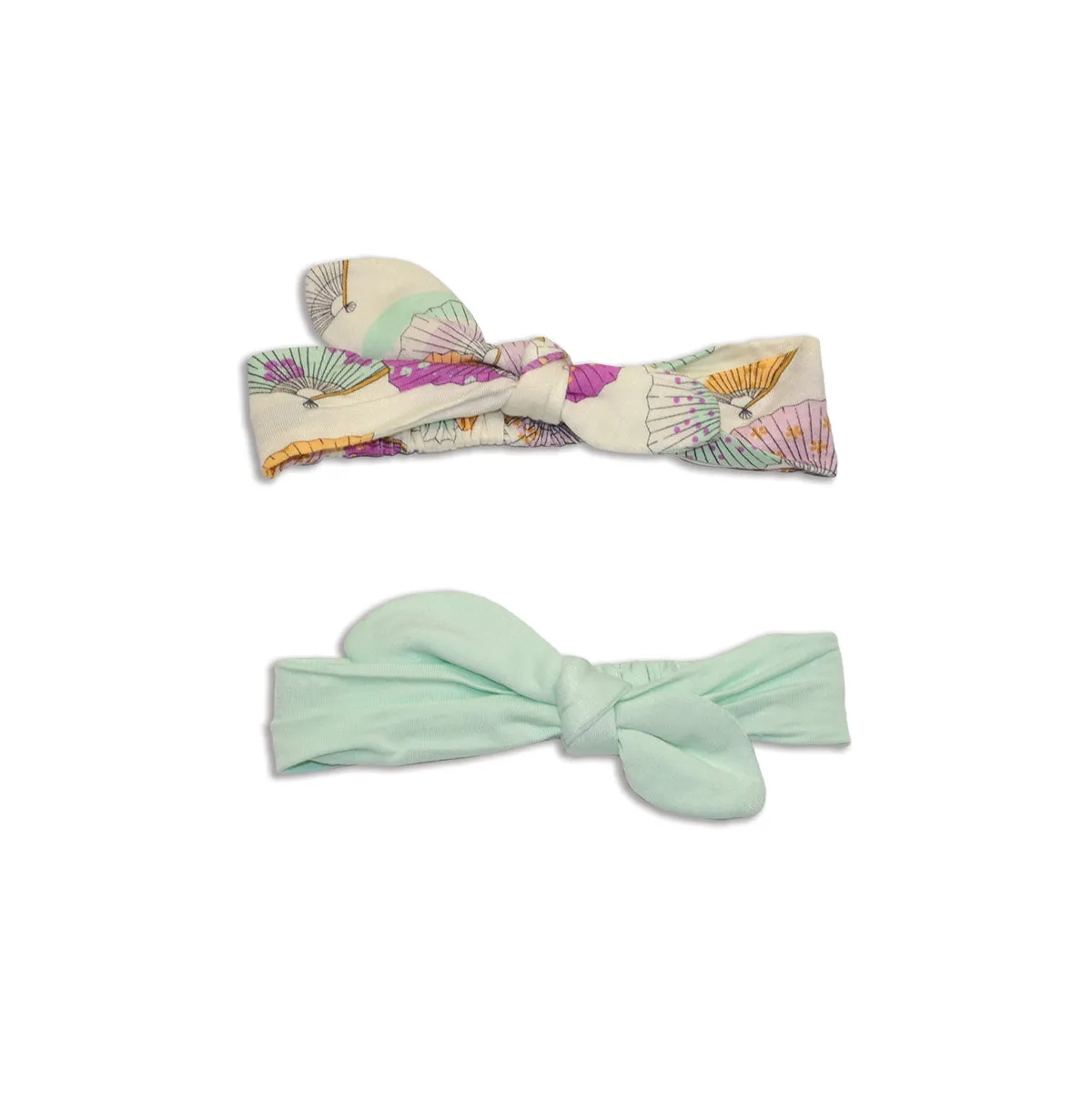 Bamboo Headbands 2 pack (Fancy Fan Print/Bay)