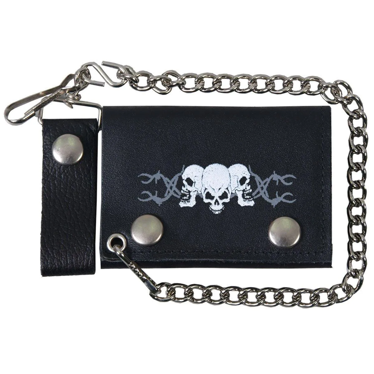 Barbed Wire Skull Genuine Leather Wallet