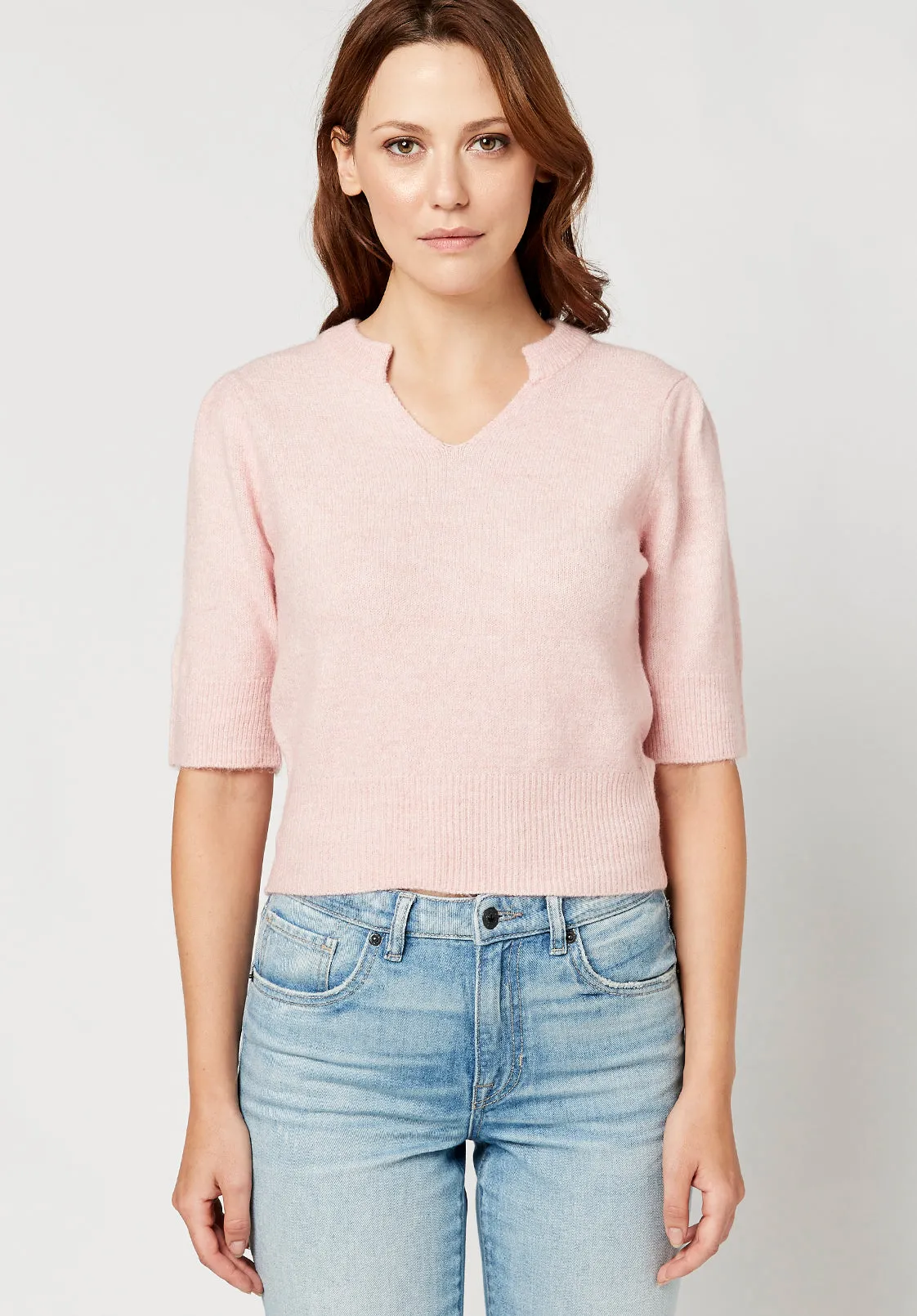 Bastien Women's Puff Sleeve Sweater in Light Pink - SW2069