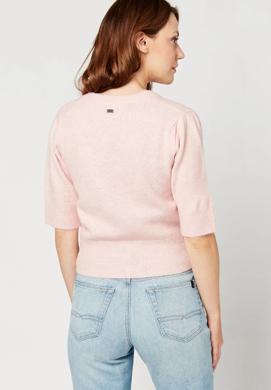 Bastien Women's Puff Sleeve Sweater in Light Pink - SW2069