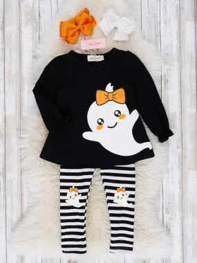 Black & White Stripe Friendly Ghost Outfit