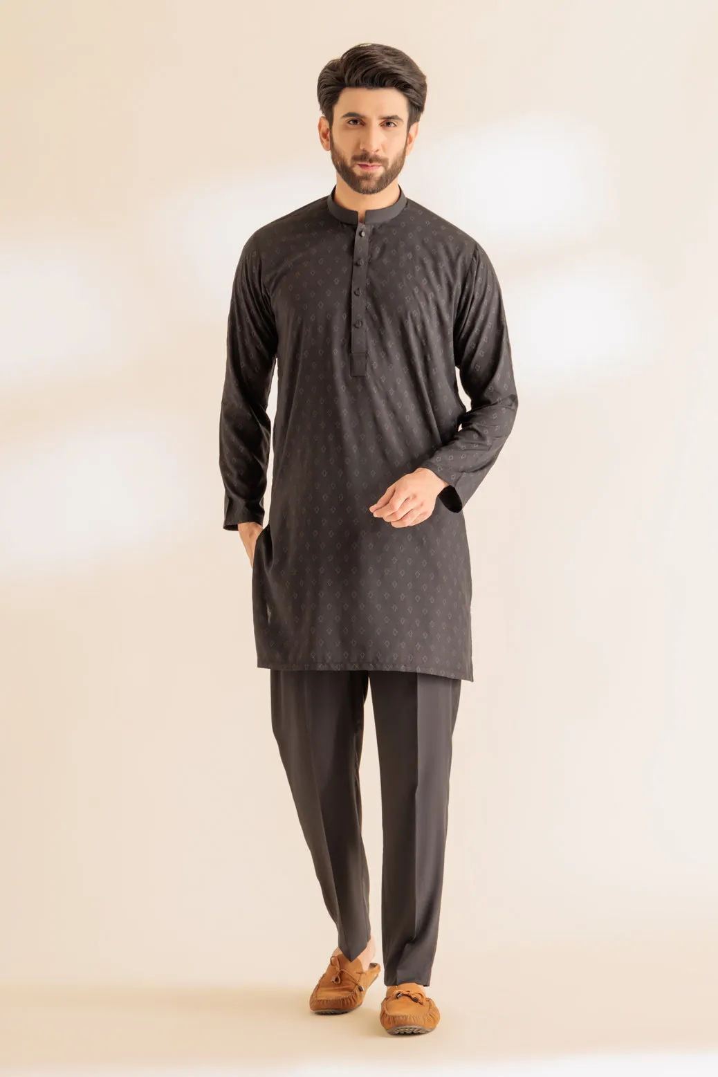 BLACK-COTTON-KURTA TROUSER - (KSS24-018)