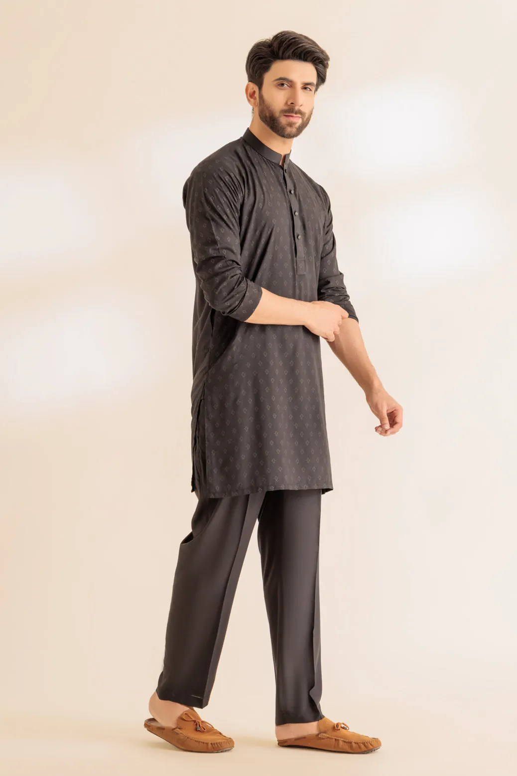 BLACK-COTTON-KURTA TROUSER - (KSS24-018)