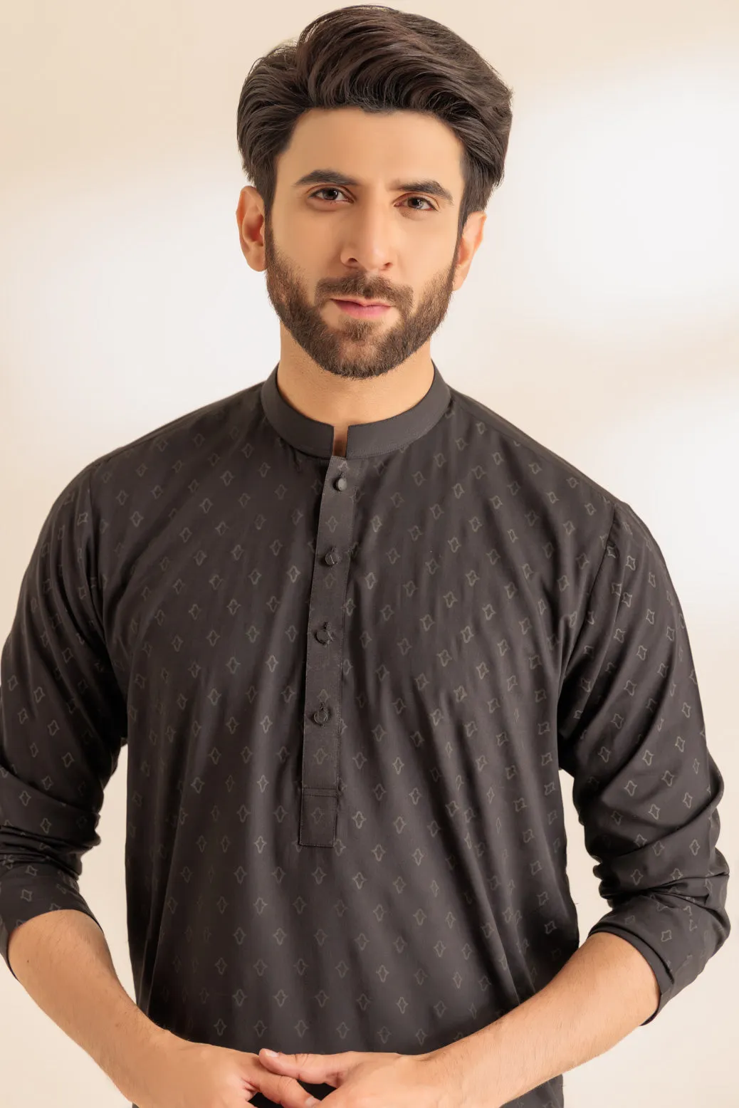 BLACK-COTTON-KURTA TROUSER - (KSS24-018)