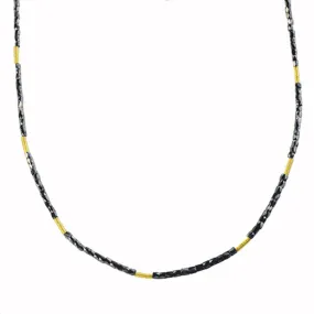 Black Diamond and Gold Tube Necklace 18