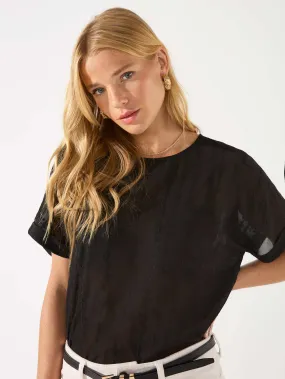 Black Embroidered Pocket Front T Shirt