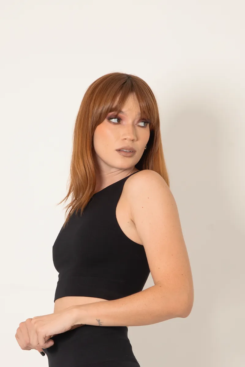 Black Essential Rib Crop Top