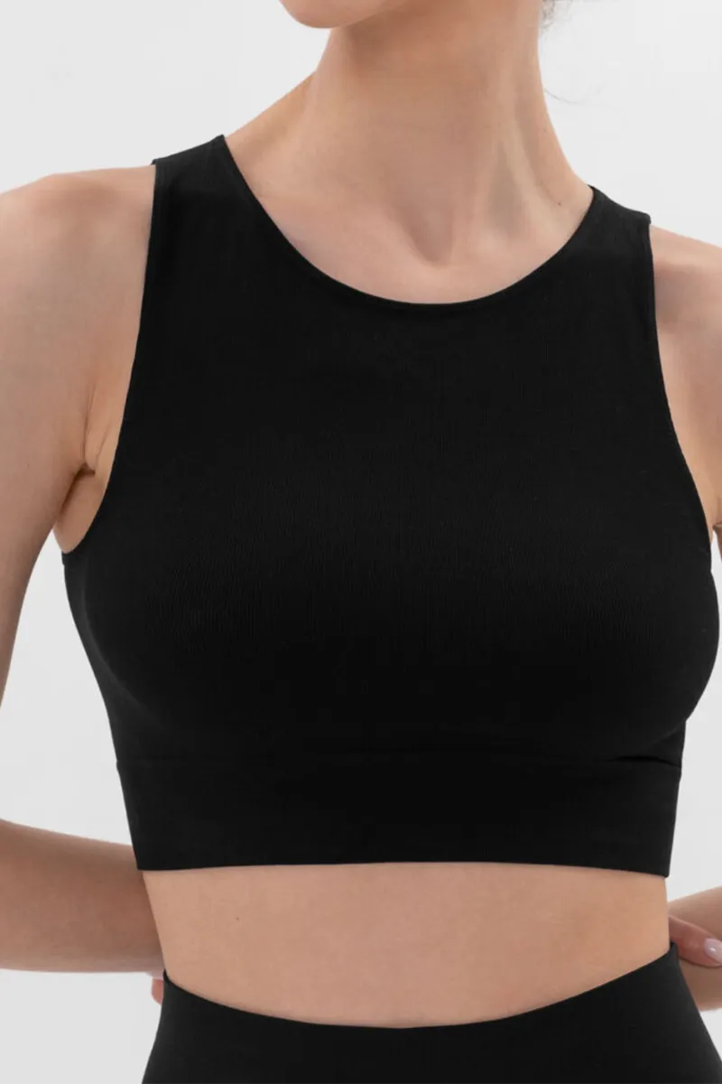 Black Essential Rib Crop Top